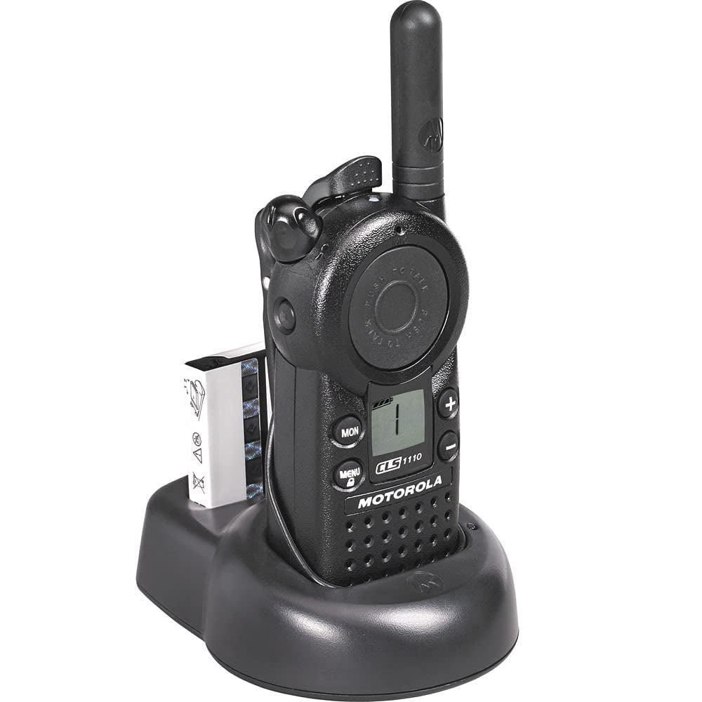 4 x Motorola CLS1110 UHF 1W 1-Channel 2-Way Radio (CLS1110) + 4 x Motorola HKLN4604 PTT Earpiece - 4 Pack with Mic Bundle