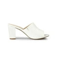 thumbnail image 3 of BLISSFUL STEP Women's Slip on Block Heel Slide Sandals Mules White 7, 3 of 8
