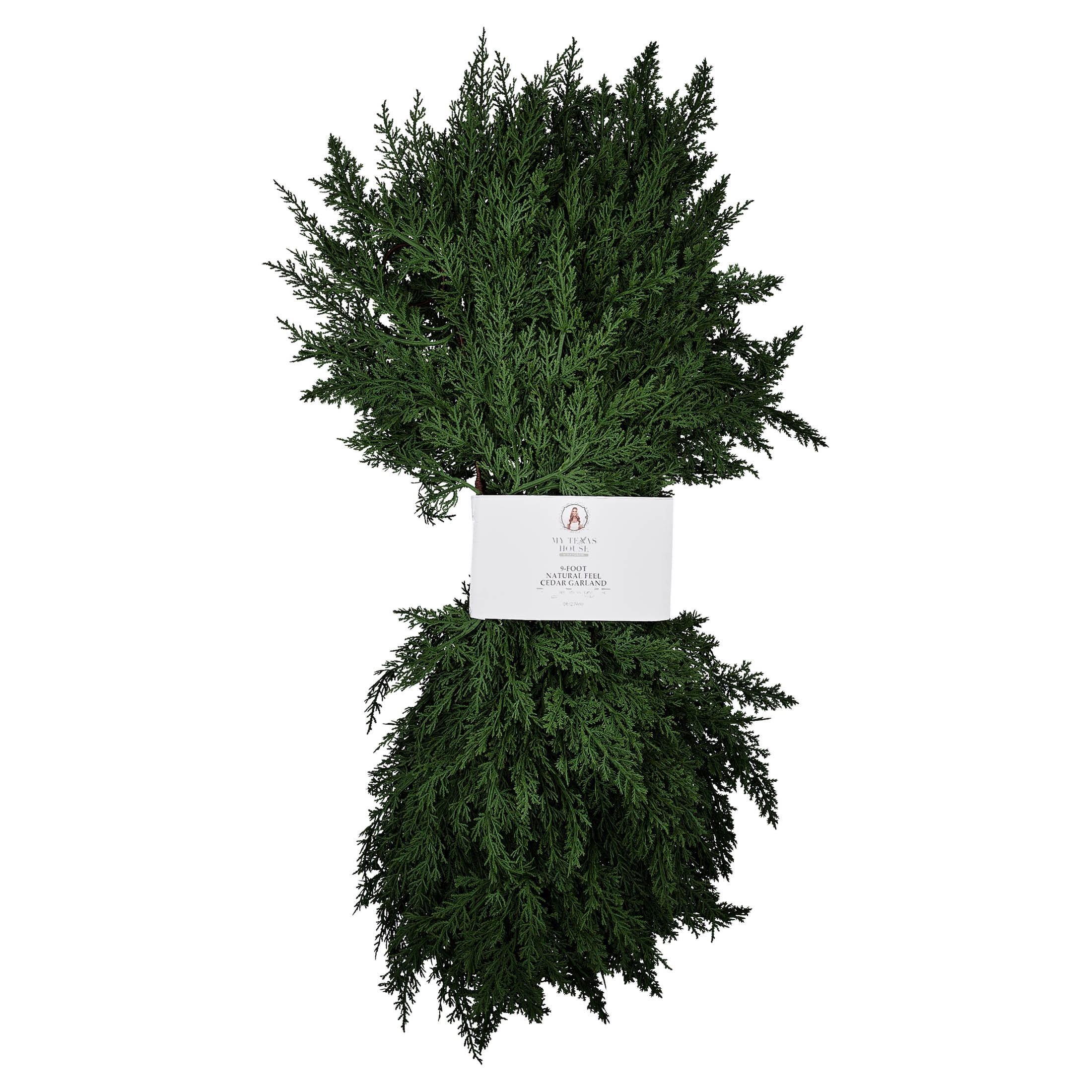 My Texas House Natural Feel Cedar Unlit Artificial Christmas Garland, Green, 9'