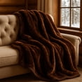 thumbnail image 6 of Somerset Home Mink Faux Fur Blanket - 91x81 Washable Bedding or Throw, Brown, 6 of 7