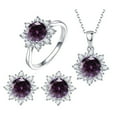 thumbnail image 4 of Ayyufe Women Cubic Zirconia Snowflake Pendant Necklace Stud Earrings Ring Set, 4 of 6