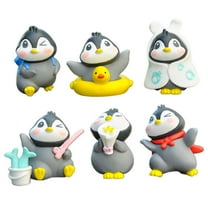 OFFIGAM 6Pcs Small Penguin Figurine Micro Landscape Decoration Assorted Colors