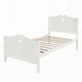 thumbnail image 4 of Bed Frame Twin Platform Bed in White with Wood Slat Support, Headboard & Footboard, 4 of 14