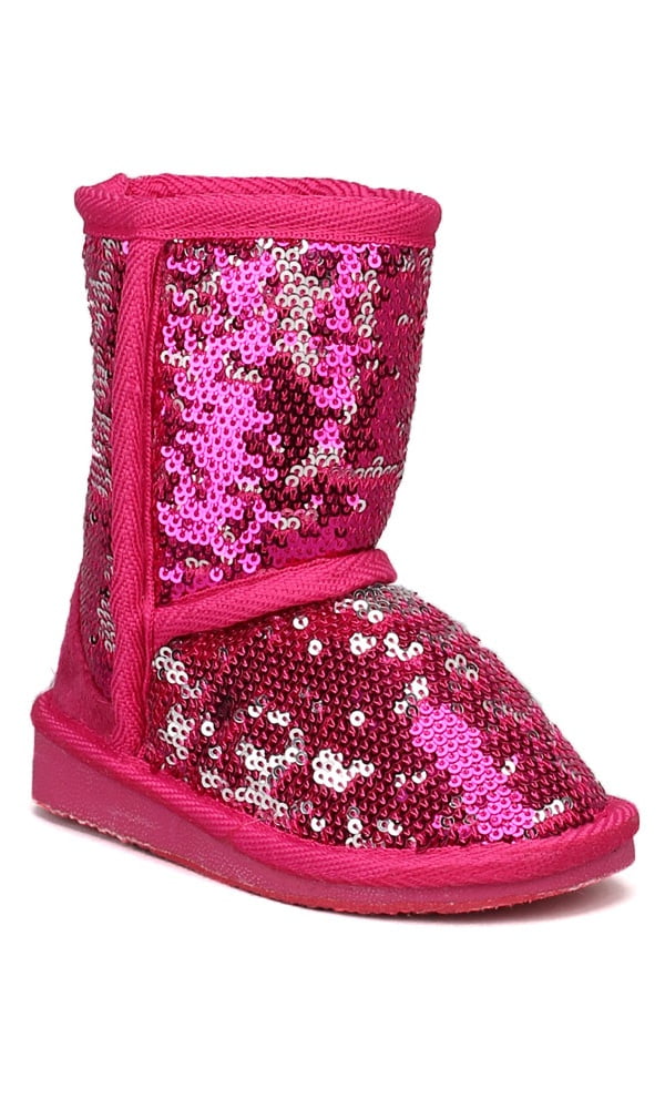 Jelly Beans Jelly Beans Sammy Sequin Round Toe Furry Inner Lining