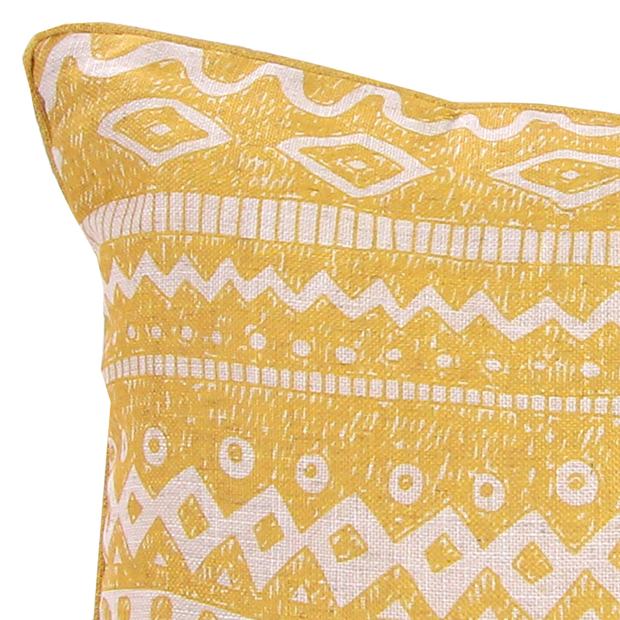 Jordan Manufacturing 18" x 18" Yellow and Cream Geometric Stripe Square Decorative Throw Pillow with Welt