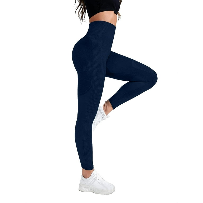 Women's Plain Navy Blue Sports Leggings M (6) 