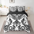 thumbnail image 3 of Manfei Tribal Damask Flower 7pcs Bedding Comforter Set, White Black Mandala Queen Bedding Sets, Western Bohemian Theme Reversible Queen Sheet Sets, Luxury Bedroom Decor, 3 of 8