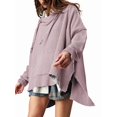 thumbnail image 2 of Sudadera con Capucha Extragrande para Mujer, Jersey con Mangas Murciélago y Cuello Redondo, Jersey con Diseño de Gofre Rosa Púrpura L, 2 of 9