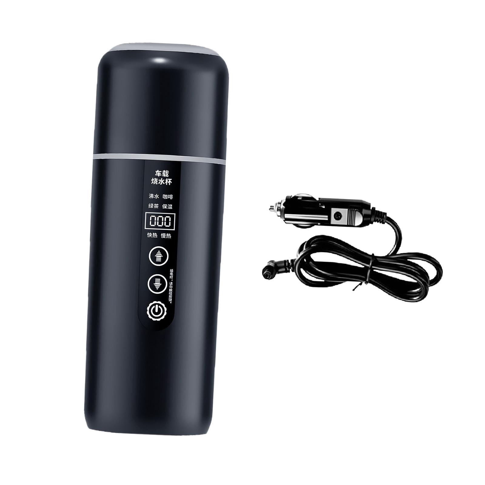 Fiocias 12V 24V Car Kettle Boiler Car Heated Mug Portable Travel Electric Kettle Heating black