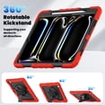 thumbnail image 5 of Case for iPad Pro 13 inch (2025 M5/2024 M4) with Screen Protector, 360 Degree Rotating Kickstand Hand Strap Heavy Duty Shockproof Cover with Shoulder Strap, Red, 5 of 7