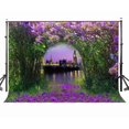 thumbnail image 1 of BSDHOME Polyester 7x5ft Forest with Violet Flowers Photography Background Fantasy Night City Scene Backdrop Studio Props, 1 of 5