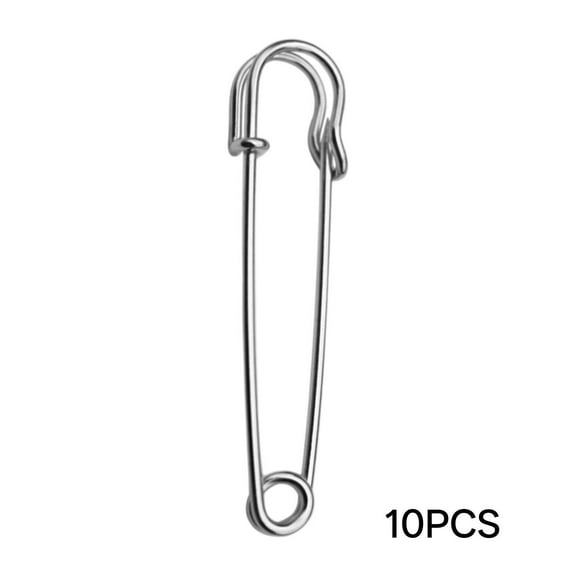 DESIGNICE 10Pcs Safety Pins,Thickened Design Safety Pins,Steel Material Large Safety Pins,Silver-1