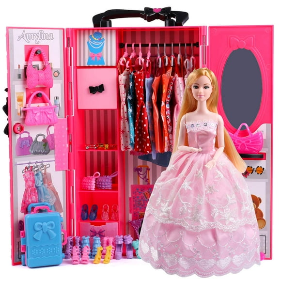Set de armario para muñecas Cuanaan Girl con ropa y acceso.