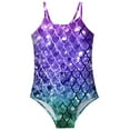 thumbnail image 2 of Rgdypko 7-8 Years Kids Swimsuit Girl Sleeveless Cartoon Printed Fishscale Swimsuit Lovely Girl Clothes Purple, 2 of 3