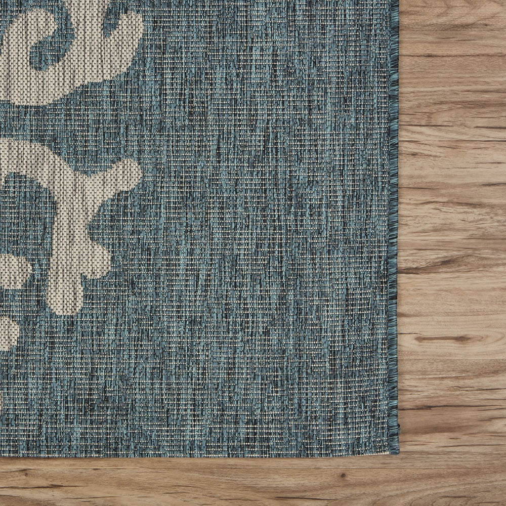 Ox Bay Carmindy Coastal Coral Reef Indoor / Outdoor Area Rug, Blue/Gray, 5' x 7'