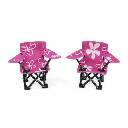 Big Dolly Chair 18 Inch Doll Accessories | Awesome Pink and White Flowered Camping Sports Chairs, includes Matching Carry / Storage Case | Fits American Girl Dolls ()