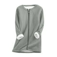 thumbnail image 3 of Hrsba Womens Winter Loose Sweatshirt Pocket Tops Long Sleeved Round Neck Full Zip Fleece Lined Warm Outerwear, 3 of 5
