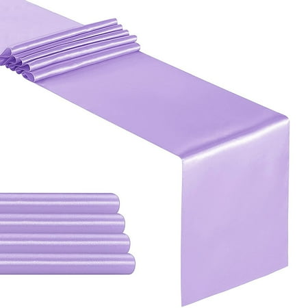 

Pack of 5 Satin Table Runner 12 x 108 Inch Long Lavender Table Runners for Wedding Birthday Parties Banquets Decorations