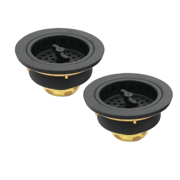 Westbrass 3-1/2" Wing Nut Twist Style Kitchen Drain Basket Strainer, Matte Black (2-Pack)