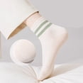 thumbnail image 5 of Womens Athletic Crew Socks 4-Pack Ribbed Knit Design Contrast Double Stripe Stretch Comfort Everyday Fit - 4 pcs-G, 5 of 7