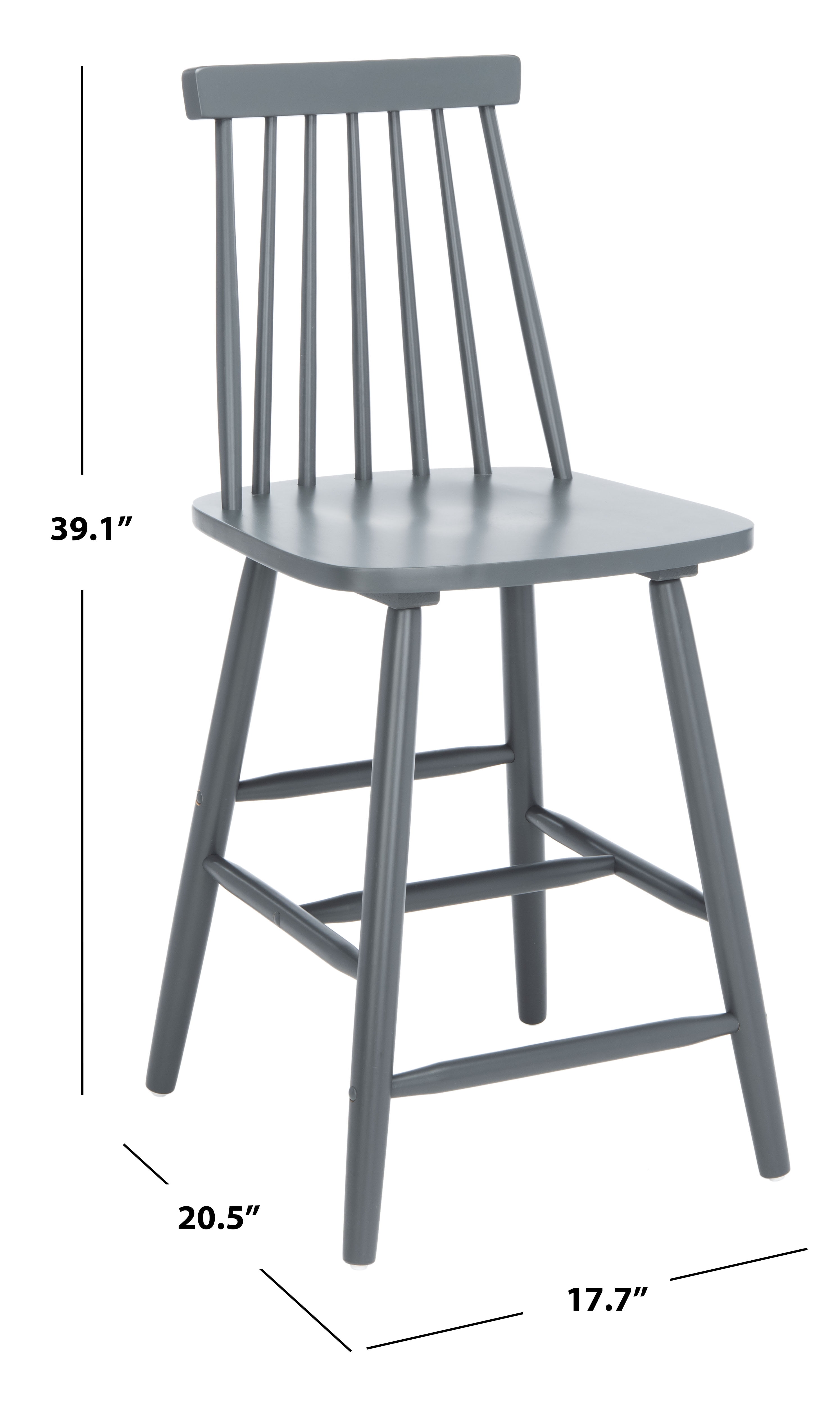 SAFAVIEH Beaufort Solid Spindle Back Counter Stool with Footrest, Grey