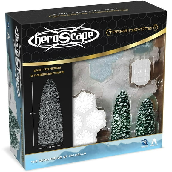 Renegade Games: Heroscape: The Snow Fields of Valhalla Terrain Expansion - 36 Hex-Tiles, 2 Tree Miniatures, Build Snow-Ice- Forrest Environments