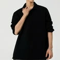 thumbnail image 7 of Fashion YLSDY Men's Waffle Lapel Neck Shirts Casual Button Down Basic Shirts Long Sleeve Solid Color Loose Pullover Tops Plus Size Collared Shirts Black XXXL, 7 of 7