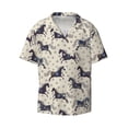 thumbnail image 2 of Lsque Horse print Men's Cuban Collar Short Sleeve Shirt Summer Beachwear Casual Button Down Fashionable Vacation Leisure Shirt-4X-Large, 2 of 7