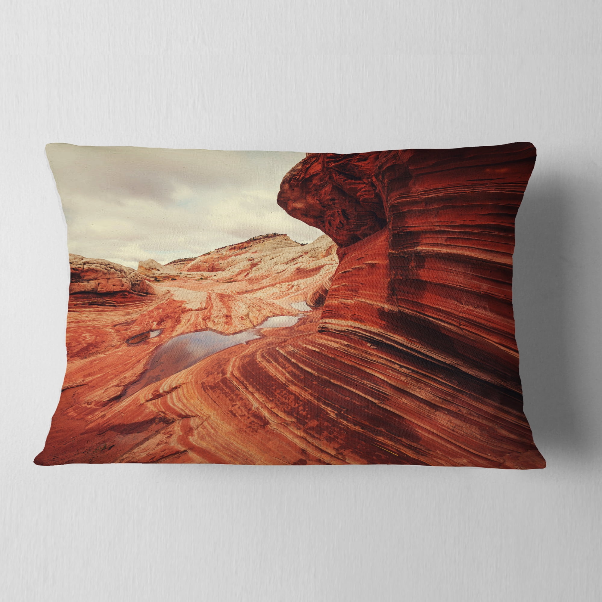 Designart Vermillion Cliffs At Dawn View - Landscape Printed Throw Pillow - 12x20
