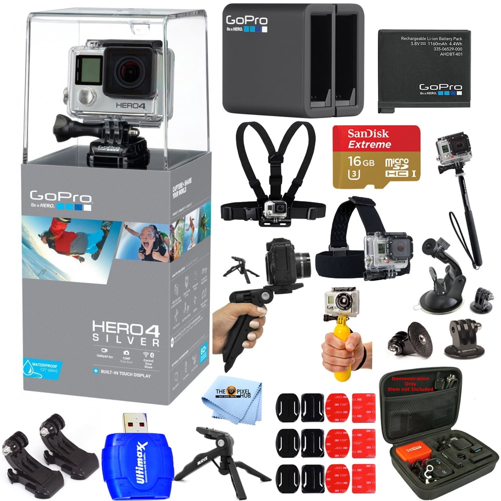 Gopro Hero4 Silver Edition With 2 Gopro Batteries Dual Charger Sandisk 16gb Micro Sd Card And Much More Everything You Need Bundle Walmart Com Walmart Com