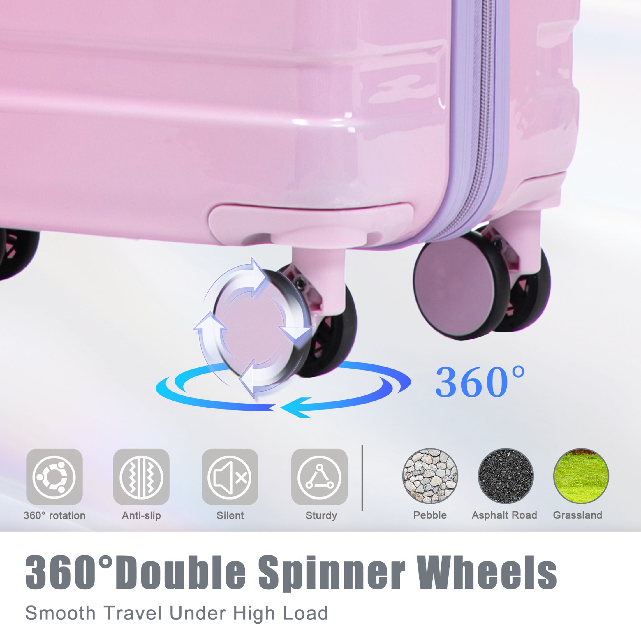 Noble House Vance 20"/24"/28" Hardshell Luggage Set with Combination Lock, Gradient Pattern, Pink & Purple, Set of 3