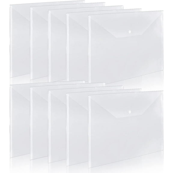 Tabloid Size Document Folders - 10 PCS 11x17 Inch Oversized Clear Snap Closure File Organizers for Office, School, Home
