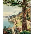 thumbnail image 2 of Bagg, Henry 26x31 Gold Ornate Wood Framed with Double Matting Museum Art Print Titled - On the Shore of Lake Tahoe from On Sunset Highways 1921, 2 of 4