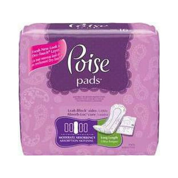 Poise Pads Moderate Absorbency Long Pads 12.4" Part No. 19566 (96/case)