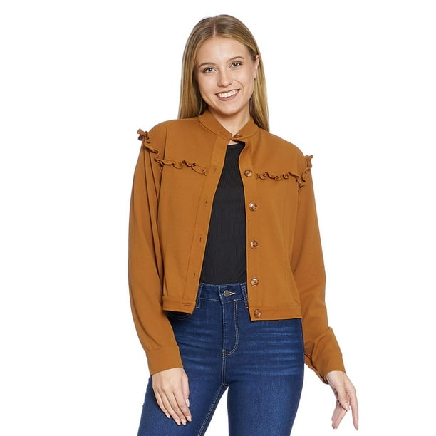 Chamarra Para Mujer Camel Con Olanes Estilo Casual Semi Formal 330731 cafe M INCA GNITA 330731 Walmart en linea