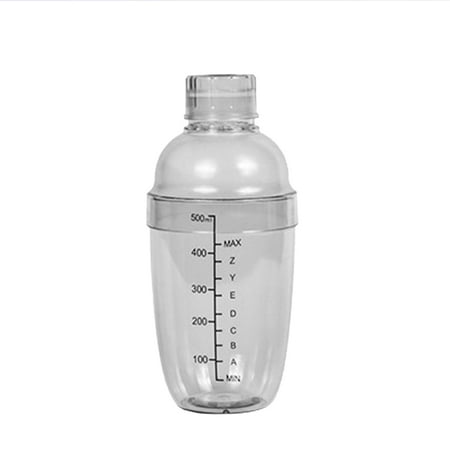 

530ml Hand Shake Cup Cocktail Shaker Transparent Mixer Cup Clear Bar Shaker Wine Milk Tea Shaker Cup with Scale (White)