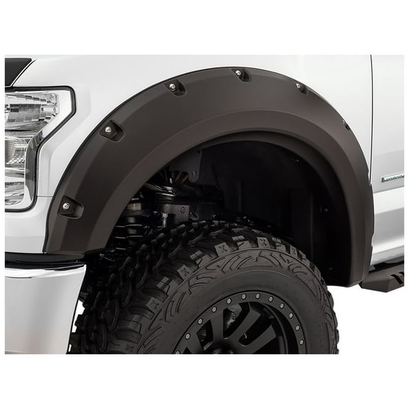 Bushwacker by RealTruck Pocket/Rivet Style Front Fender Flares | 2-Piece Set, Black, Smooth Finish | 10029-07 | Compatible with 1997-2006 Jeep Wrangler TJ