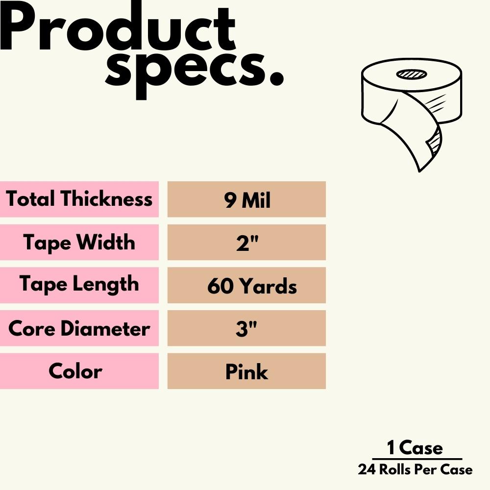 MMBM Duct Tape 2" x 60 Yards Pink, 9 Mil Strong Adhesive Tape for Surface Repair & Sealing, 24 Rolls