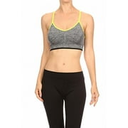 Womens Gym Athletic Workout Compression Sports Bra (Large/X-large, Yellow)