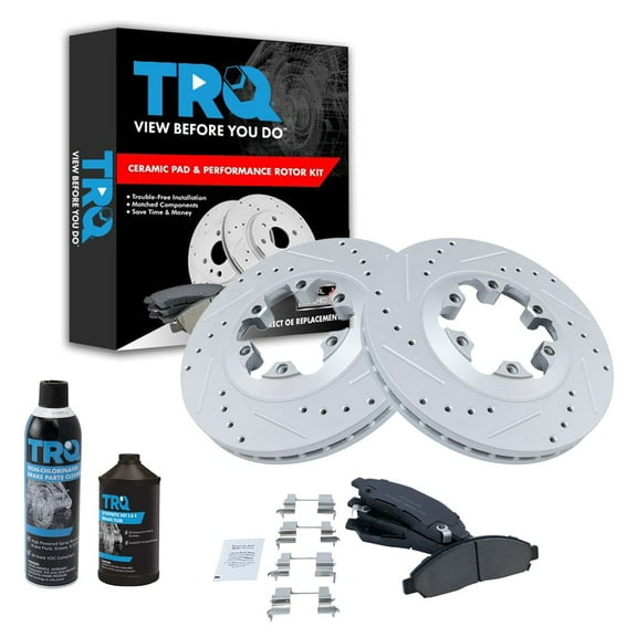 TRQ Disc Brake Rotor & Coated & Ceramic Pad Kit w/Chemicals BKA15430 Fits select: 2004-2008 CHEVROLET COLORADO, 2004-2008 GMC CANYON