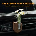 thumbnail image 2 of Car Vase Vent Clip, Mini Flower Car Vase Clip Wood Plant Holder Glass Tube Air Vent Decor Interior Accessories Decoration (Light Brown U), 2 of 11