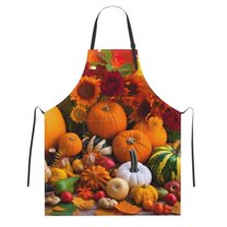 Fall Pumpkins Adjustable Apron with 2 Pockets for Women Men Thanksgiving Chef Bib for Cooking Garden Painting