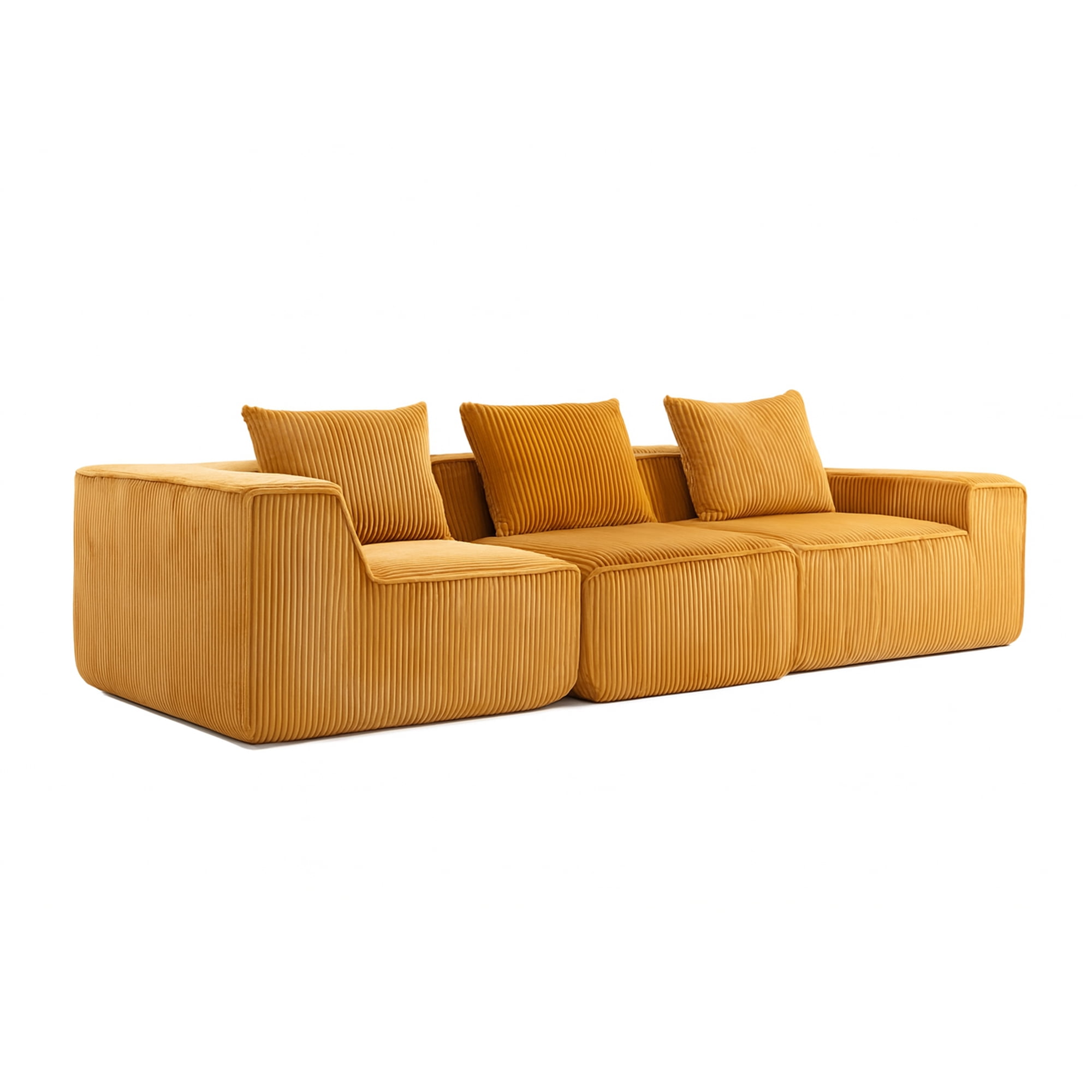 Demi Bonn 111" Modular Sectional Sofa Couchesk, Corduroy 3 Seat Couch Memory Foam Couches for Living Room, Cloud Couch, Orange