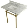thumbnail image 2 of Kingston Brass KVPB36MBSQ5 Templeton 36X22 Carrara Marble Vanity Top with Brass Feet Combo, Carrara Marble/Oil Rubbed Bronze, 2 of 6