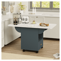 Folding Dining Table with Wheels, 39.4" Wood Drop Leaf Table, Extendable Kitchen Table with Storage, Space Saving Multi-Functional Table