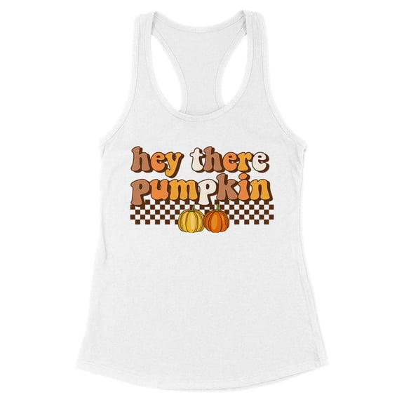 Retro Hey There Pumpkin Tank Top Fitted Racerback Women's Large White