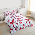 thumbnail image 3 of Manfei Cute Princess Bowknot Queen Comforter Set, Fashion Blue Plaid Bedding Sets, Kawaii Cartoon Cherry Reversible Bedding Comforter Set, Microfiber Bedroom Decor, 3-Piece, 3 of 8