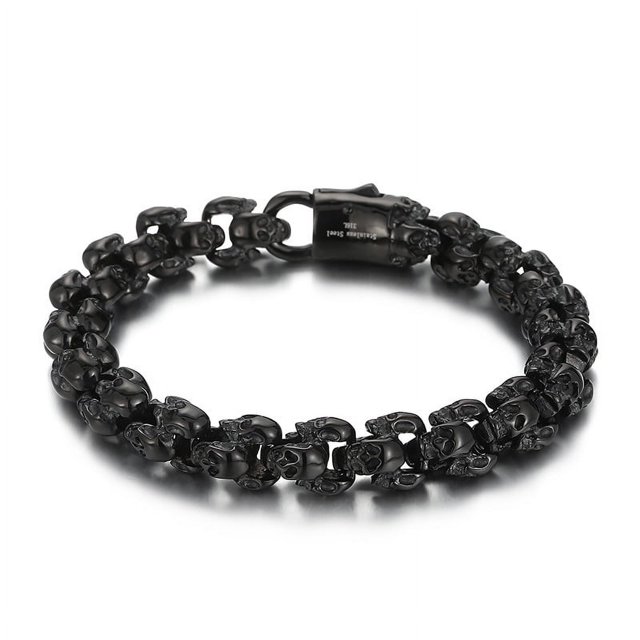 Pulsera de calavera de acero de titanio retro de moda para hombre, pulsera de fantasma de acero inoxidable con personalidad de tendencia, joyería