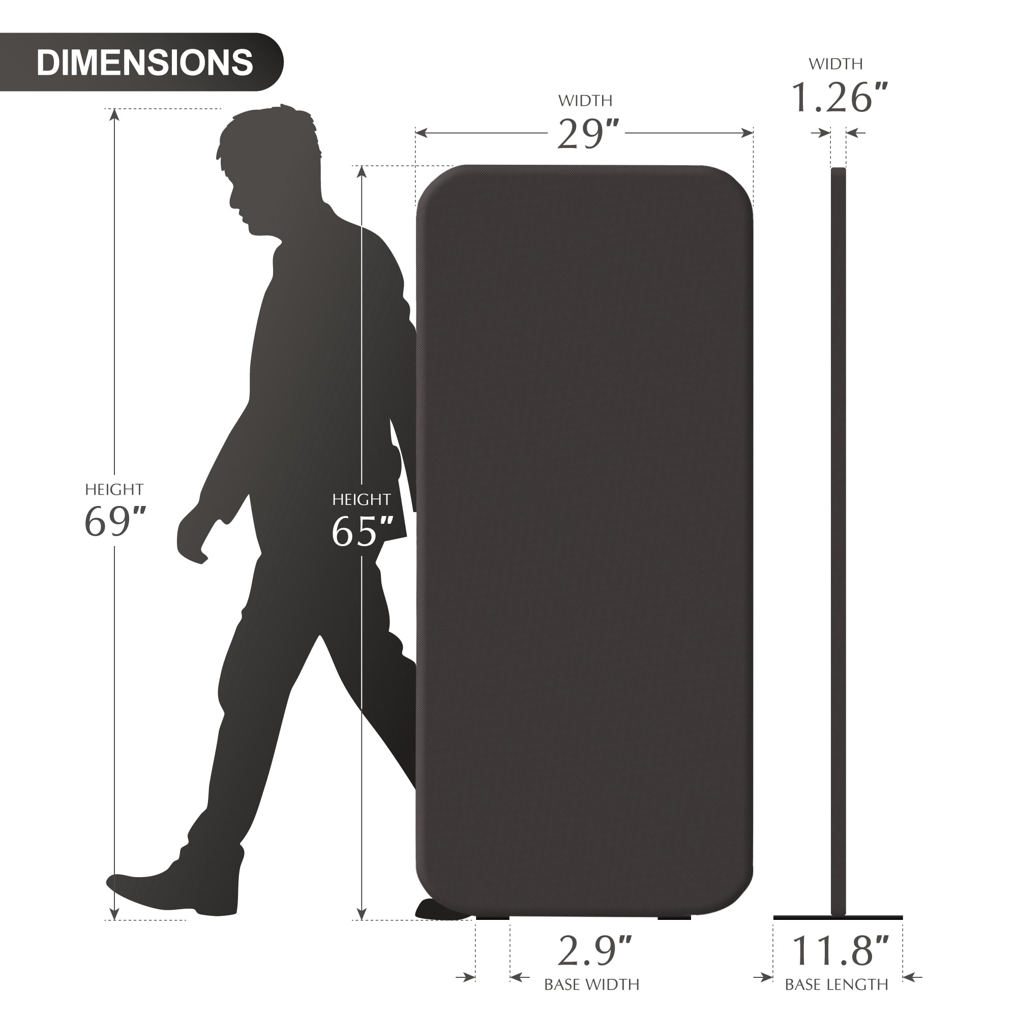 DECOLAB Free Standing Room Divider, Office Partition Screen, 29"x65", Iron