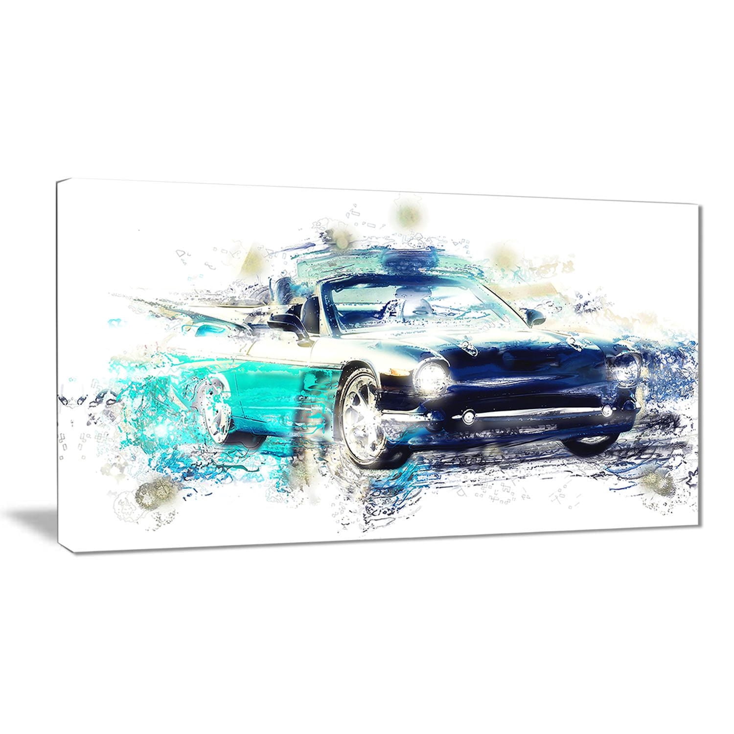 Design Art Shades of Blue Car Art Canvas Wall Art